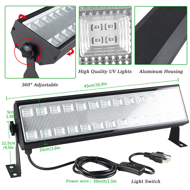 100W 385-400nm UV Blacklight Linear Wall Washer 80LEDs AC85-265V Input 100W 385-400nm UV Blacklight Linear Wall Washer 80LEDs AC85-265V Input